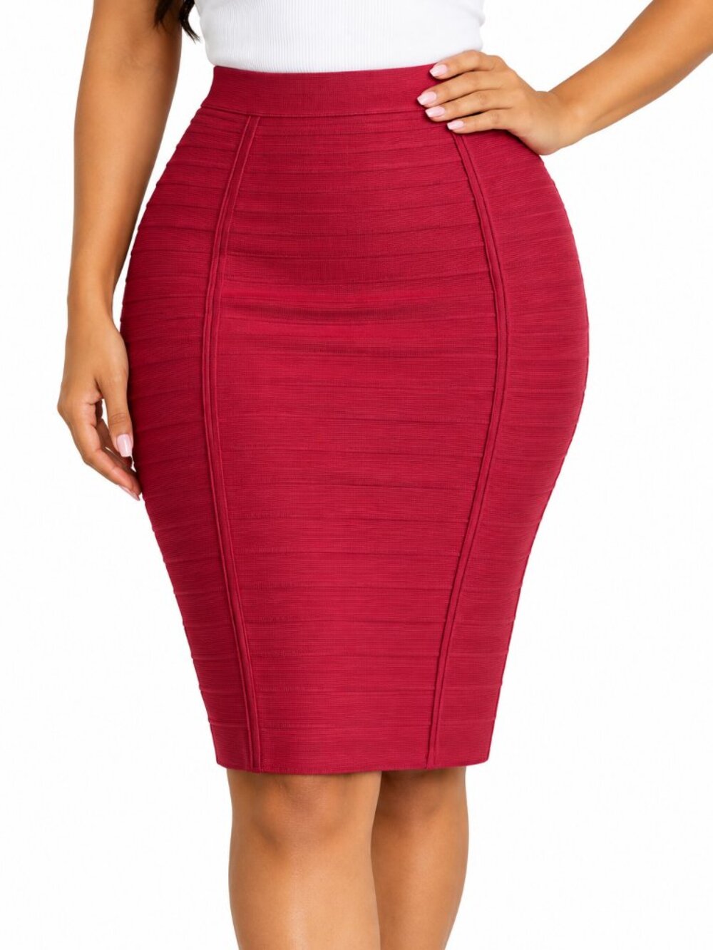 Women’s High Waist Bandage Pencil Skirt Bodycon Knee Length